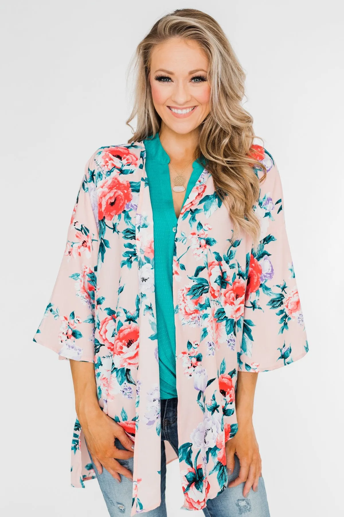 Living in Love Floral Kimono- Pink