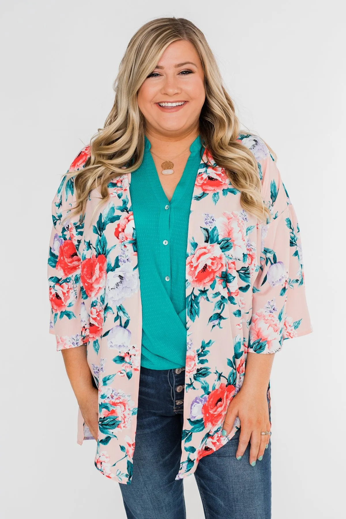Living in Love Floral Kimono- Pink