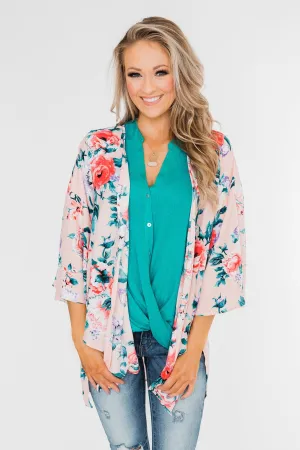Living in Love Floral Kimono- Pink