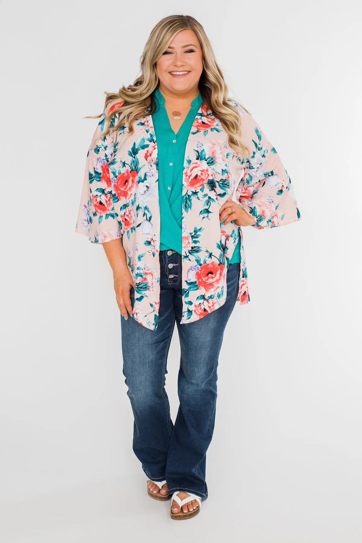 Living in Love Floral Kimono- Pink