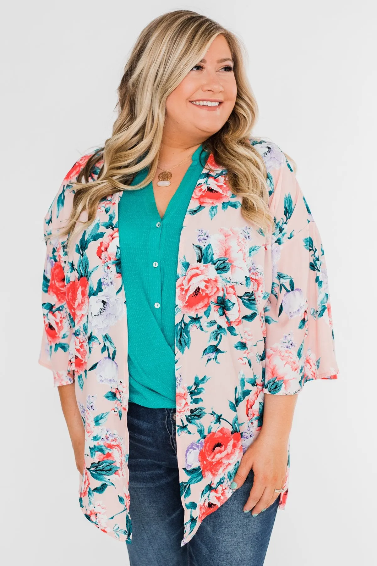 Living in Love Floral Kimono- Pink