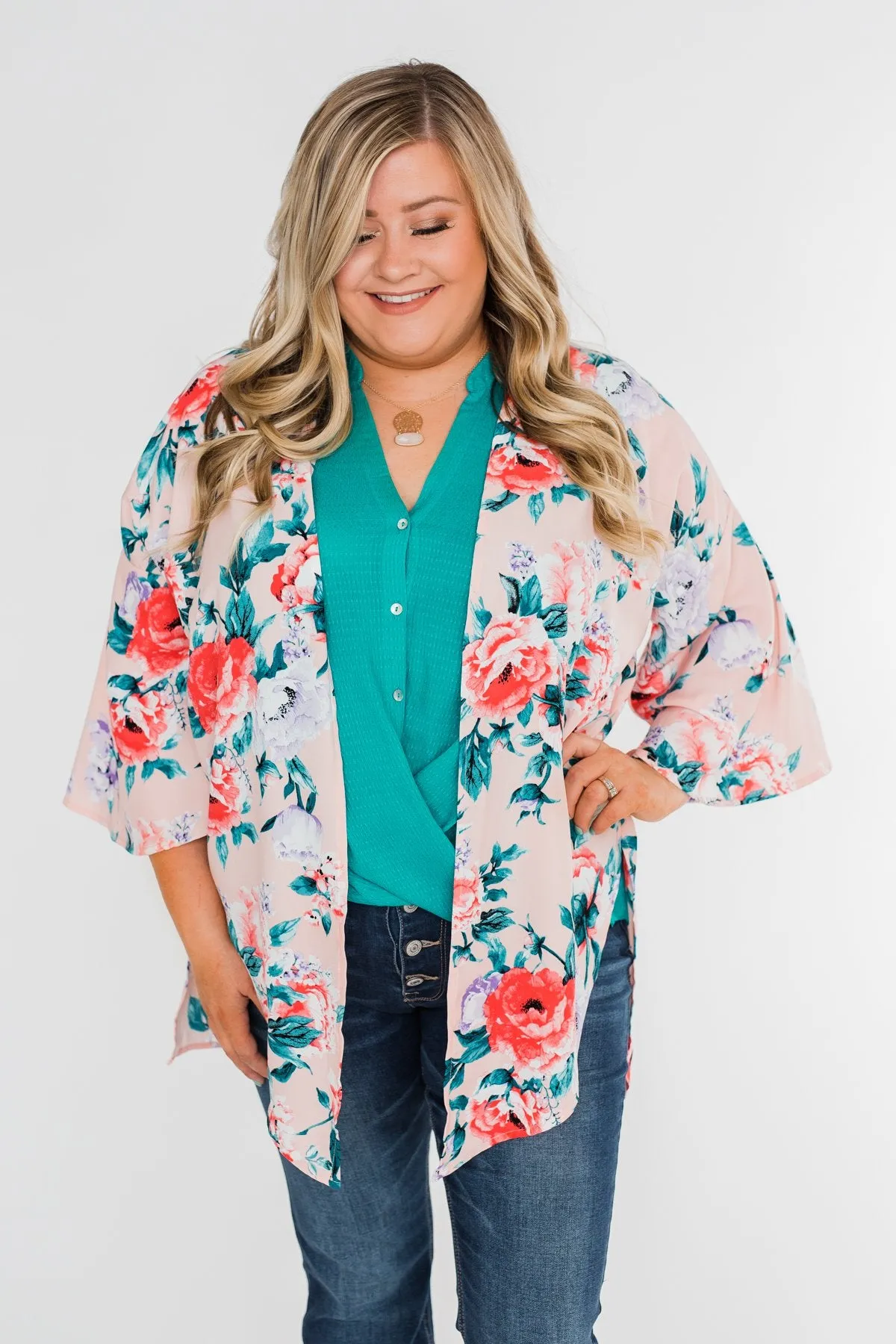 Living in Love Floral Kimono- Pink
