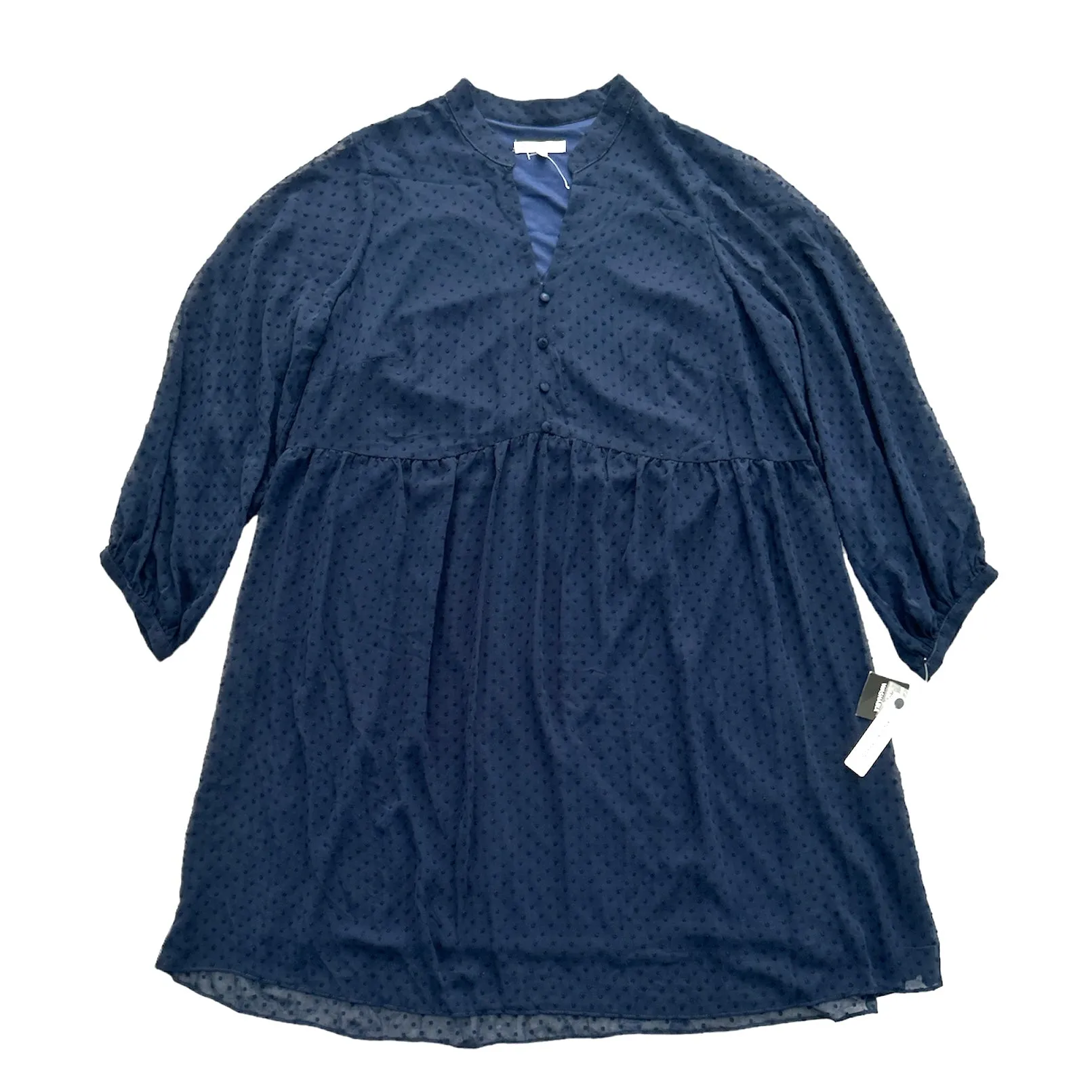 Long Sleeve Plus Size Navy Loose Dress