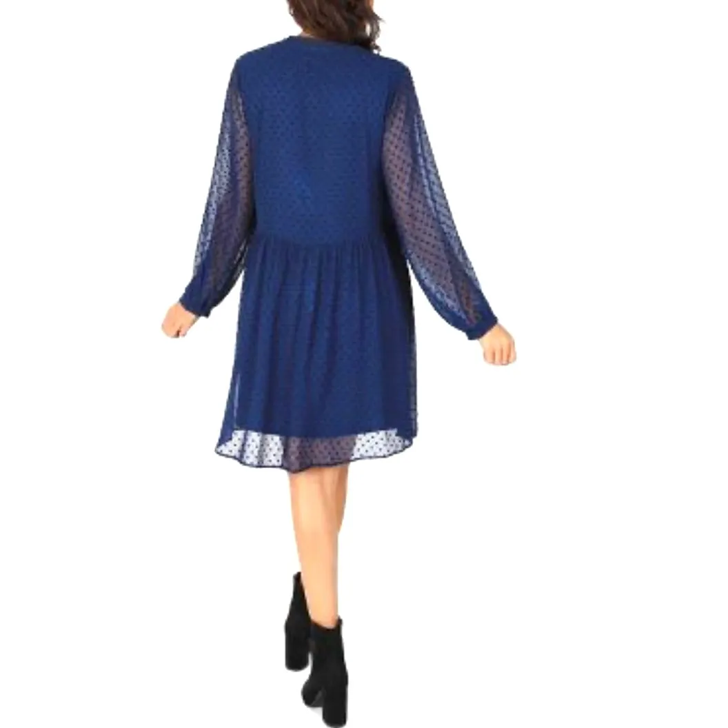 Long Sleeve Plus Size Navy Loose Dress