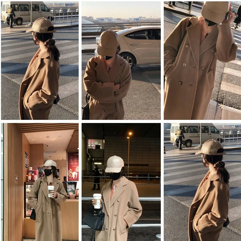 Long Wool Overcoat for Women, Cashmere Coat, Slim and Thin, Winter Fashion