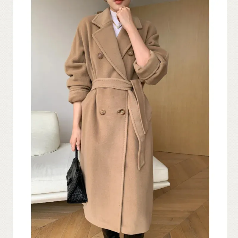 Long Wool Overcoat for Women, Cashmere Coat, Slim and Thin, Winter Fashion