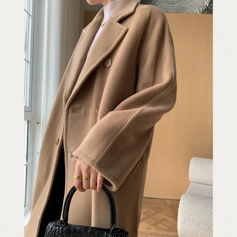Long Wool Overcoat for Women, Cashmere Coat, Slim and Thin, Winter Fashion