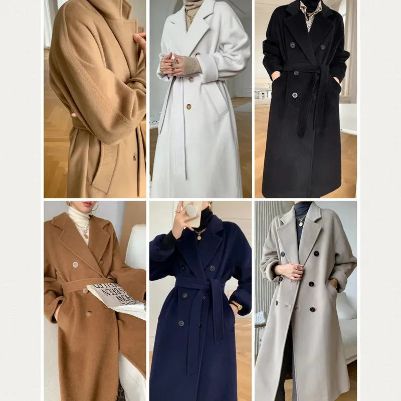 Long Wool Overcoat for Women, Cashmere Coat, Slim and Thin, Winter Fashion