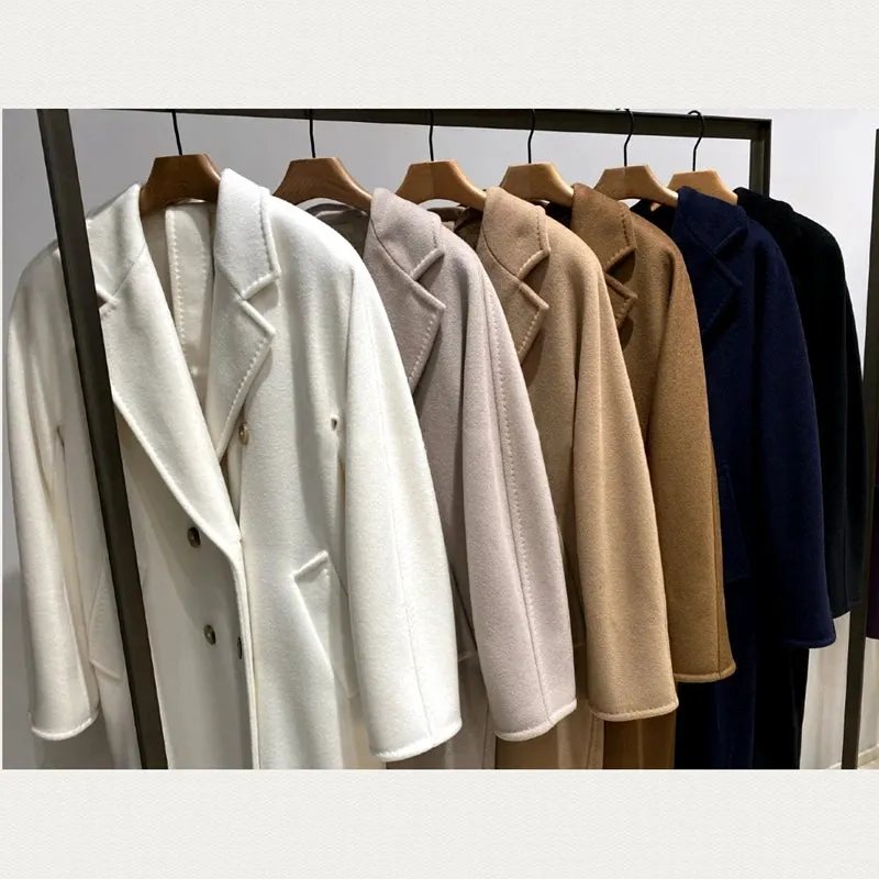 Long Wool Overcoat for Women, Cashmere Coat, Slim and Thin, Winter Fashion
