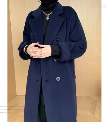 Long Wool Overcoat for Women, Cashmere Coat, Slim and Thin, Winter Fashion
