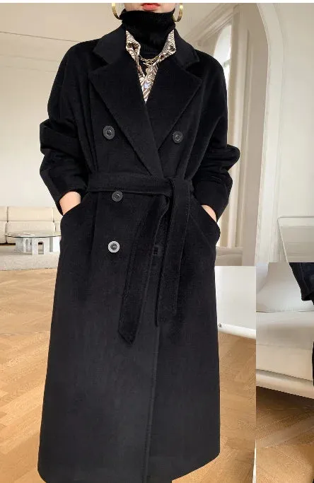 Long Wool Overcoat for Women, Cashmere Coat, Slim and Thin, Winter Fashion
