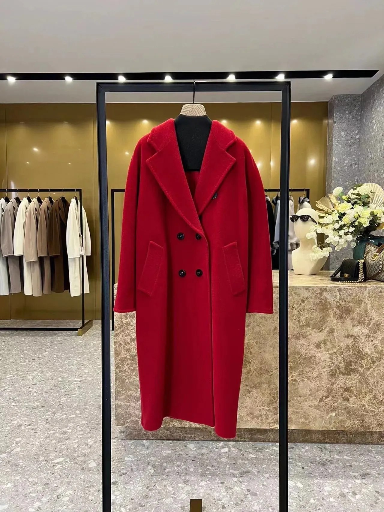 Long Wool Overcoat for Women, Cashmere Coat, Slim and Thin, Winter Fashion