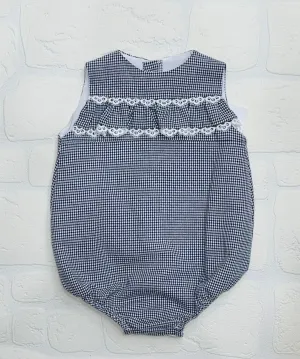 Lor Miral Navy Check Romper