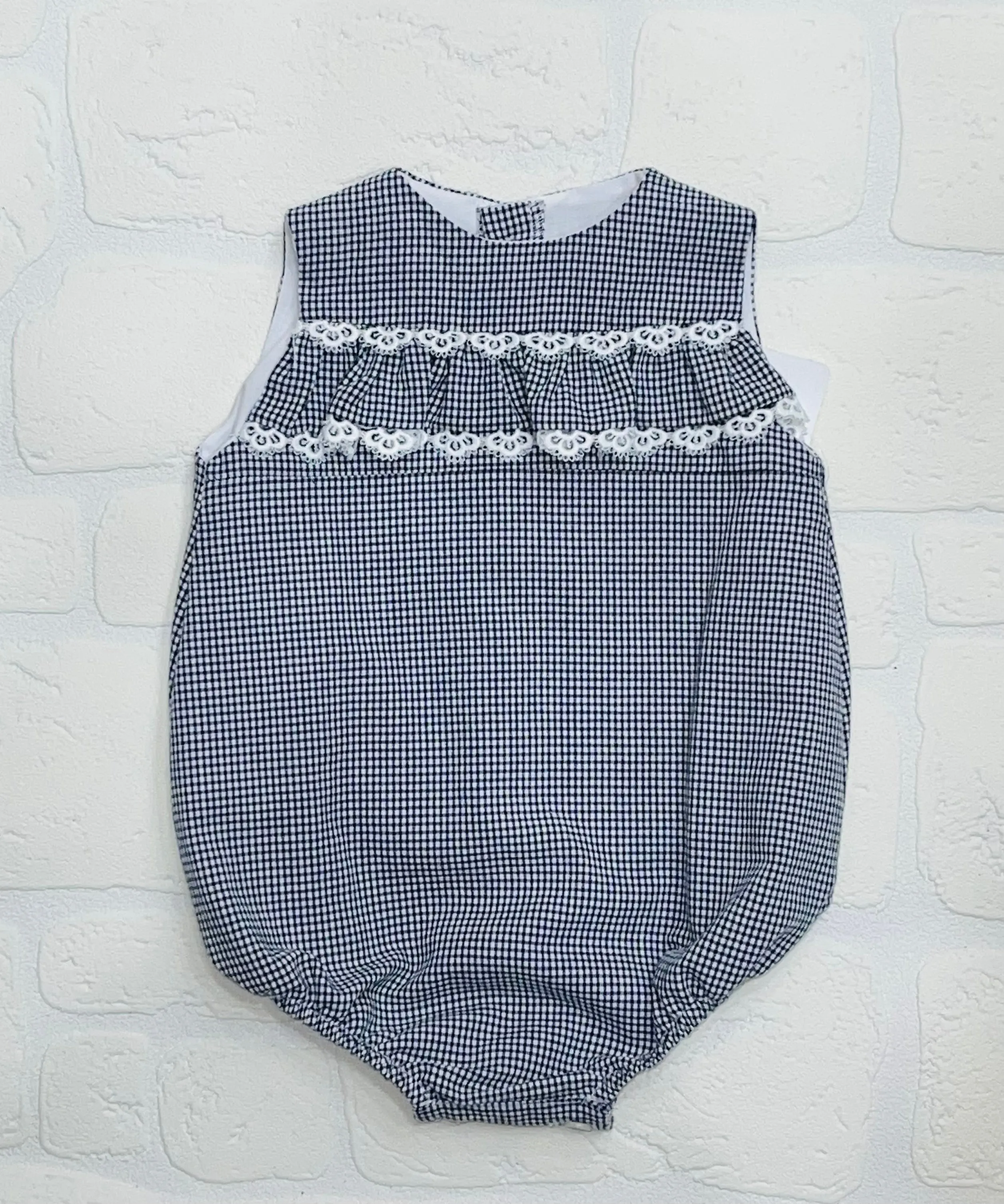 Lor Miral Navy Check Romper
