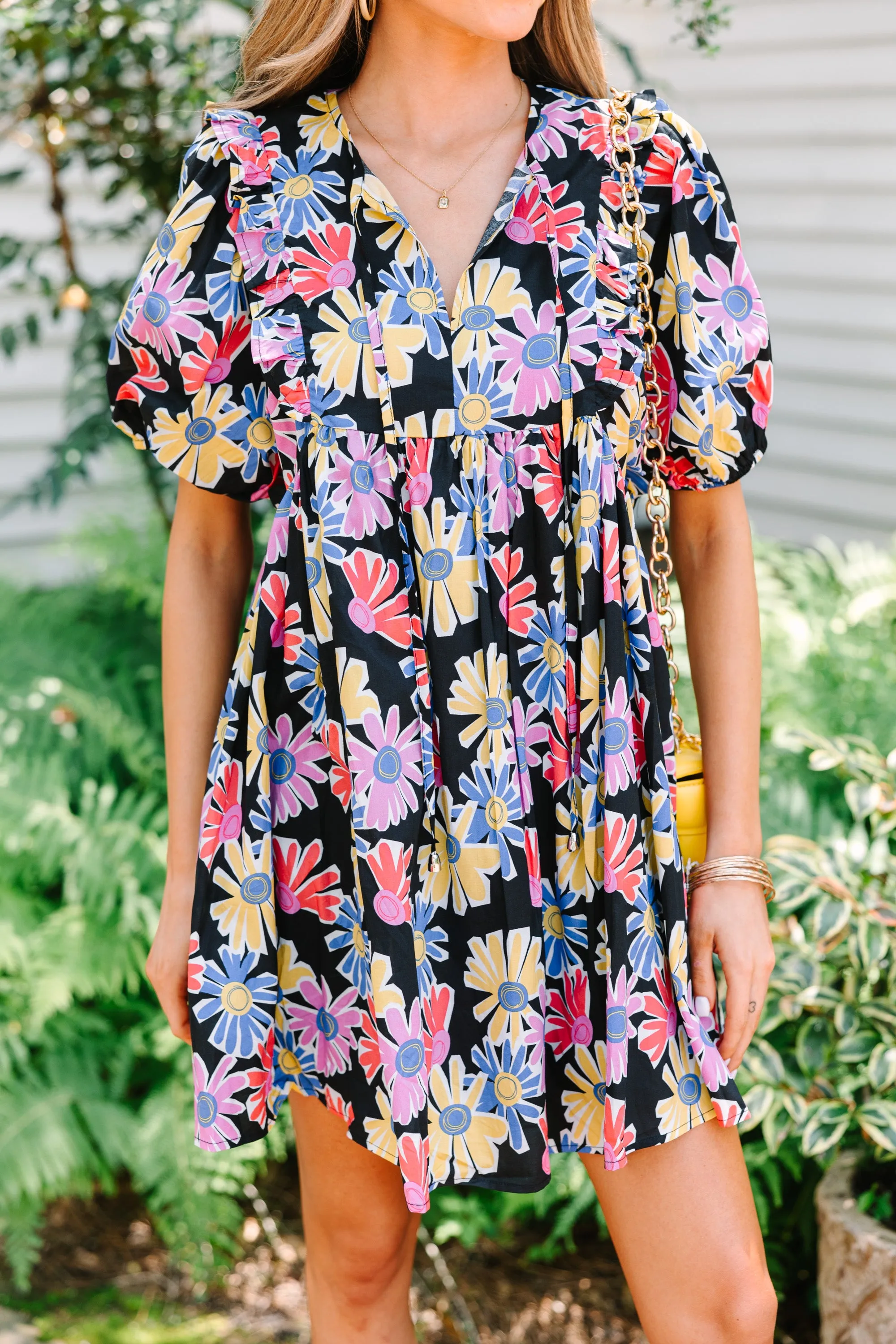 Love In The Air Black Floral Babydoll Dress