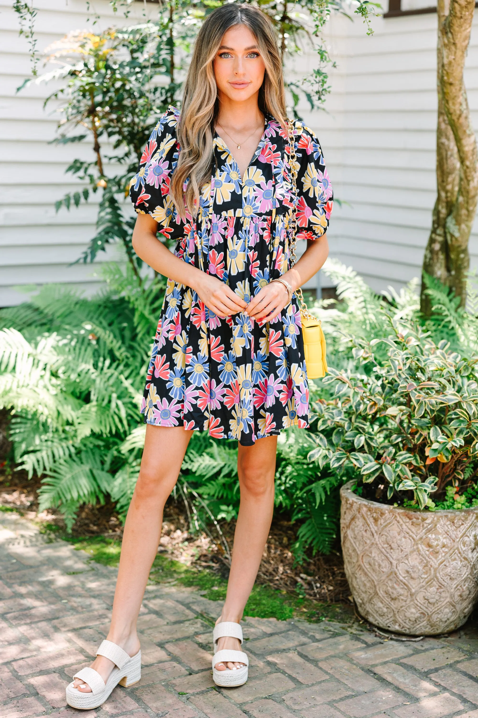 Love In The Air Black Floral Babydoll Dress