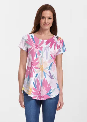 Loves me Loves me Not (8068) ~ Short Sleeve Scoop Neck Flowy Tunic