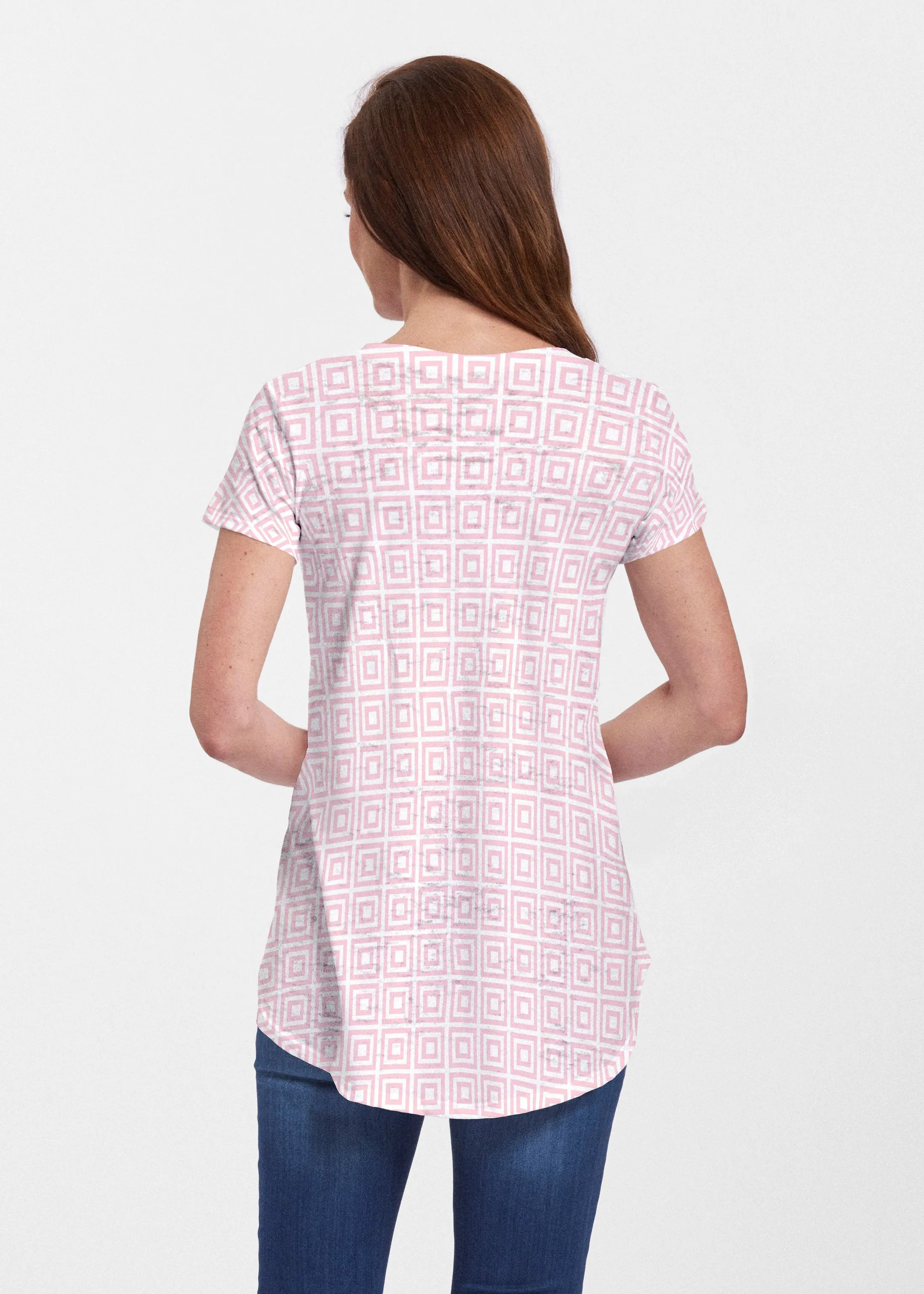 Loves me Loves me Not (8068) ~ Short Sleeve Scoop Neck Flowy Tunic