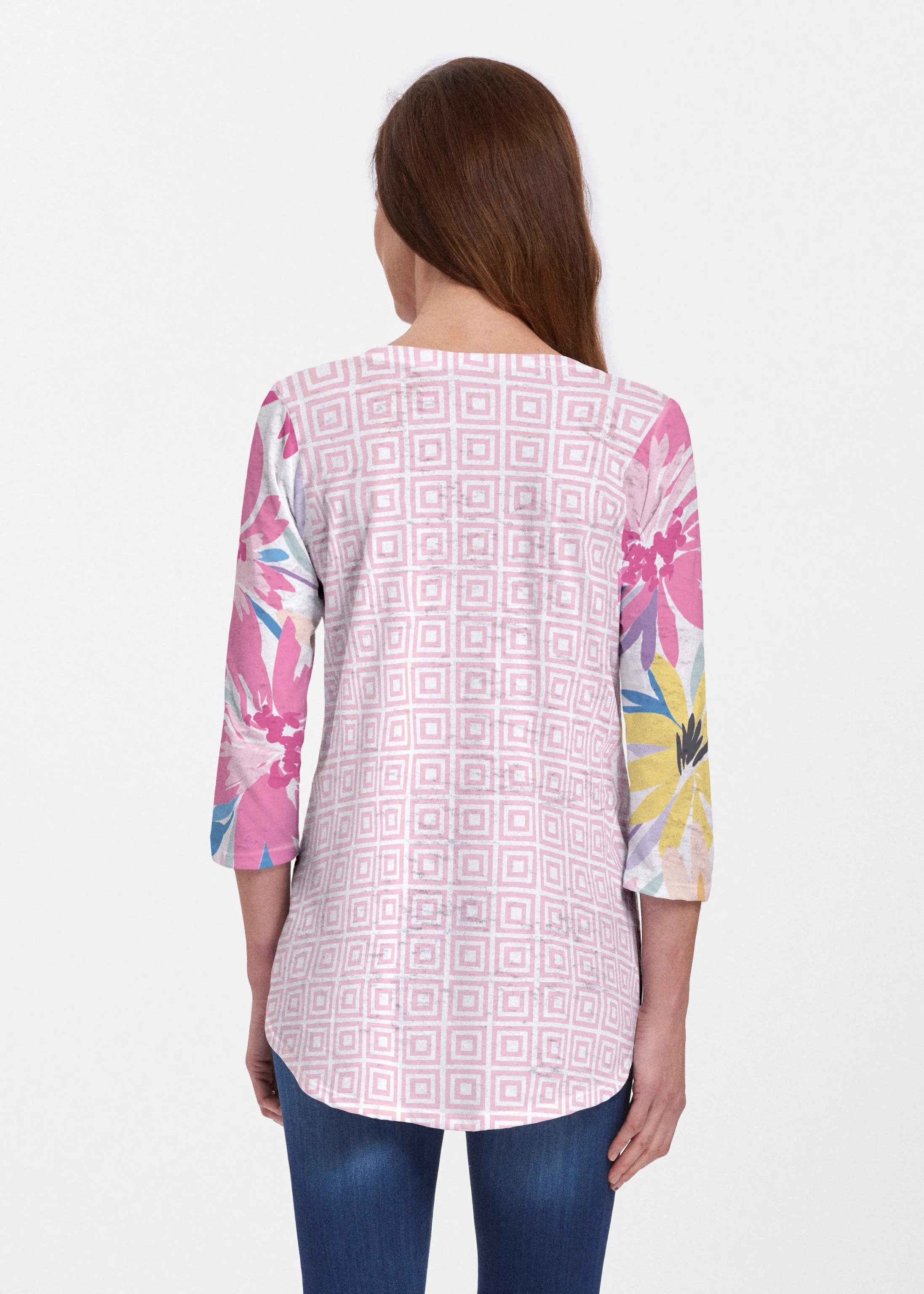 Loves me Loves me Not (8068) ~ V-neck Flowy Tunic