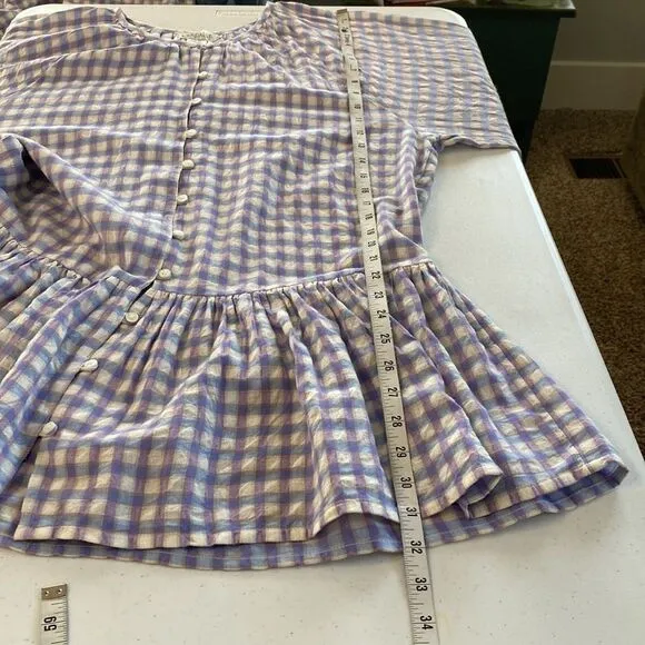L*Space Vida Button Front Balloon Sleeve Tiered Mini Dress in Park Slope Gingham