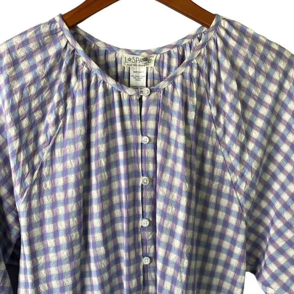 L*Space Vida Button Front Balloon Sleeve Tiered Mini Dress in Park Slope Gingham