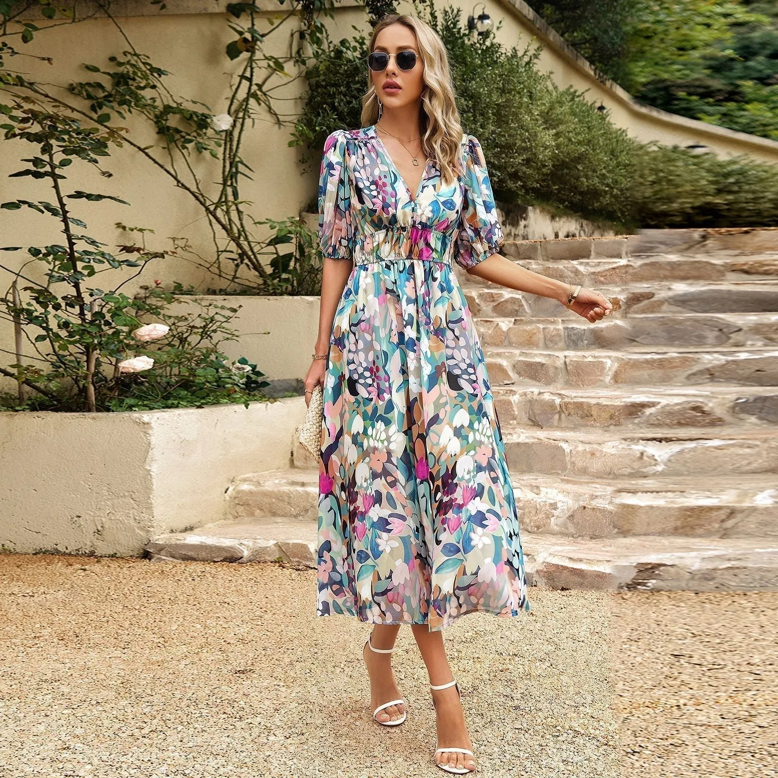 Luciana – Flowing Women’s Summer V-Neck Dress