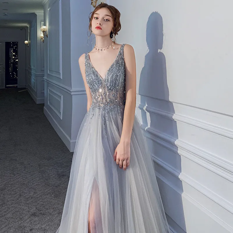 Luxury Sequin Slim Backless Party Evening Dress Summer Grad Dresses
