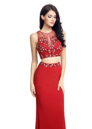 Lycra Two-piece Sheath Prom Dress