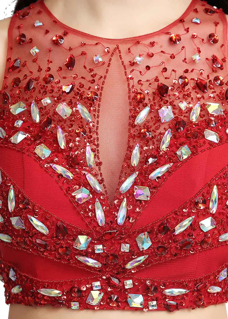 Lycra Two-piece Sheath Prom Dress