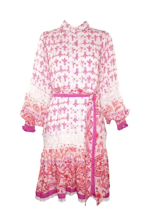 Lyvia Dress in White Pink
