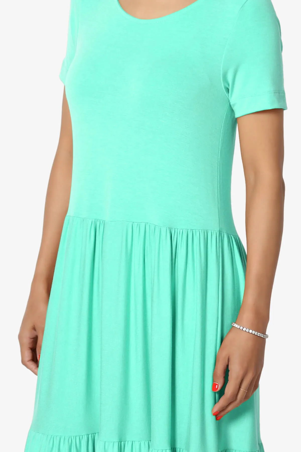 Macie Short Sleeve Tiered Jersey Long Midi Dress