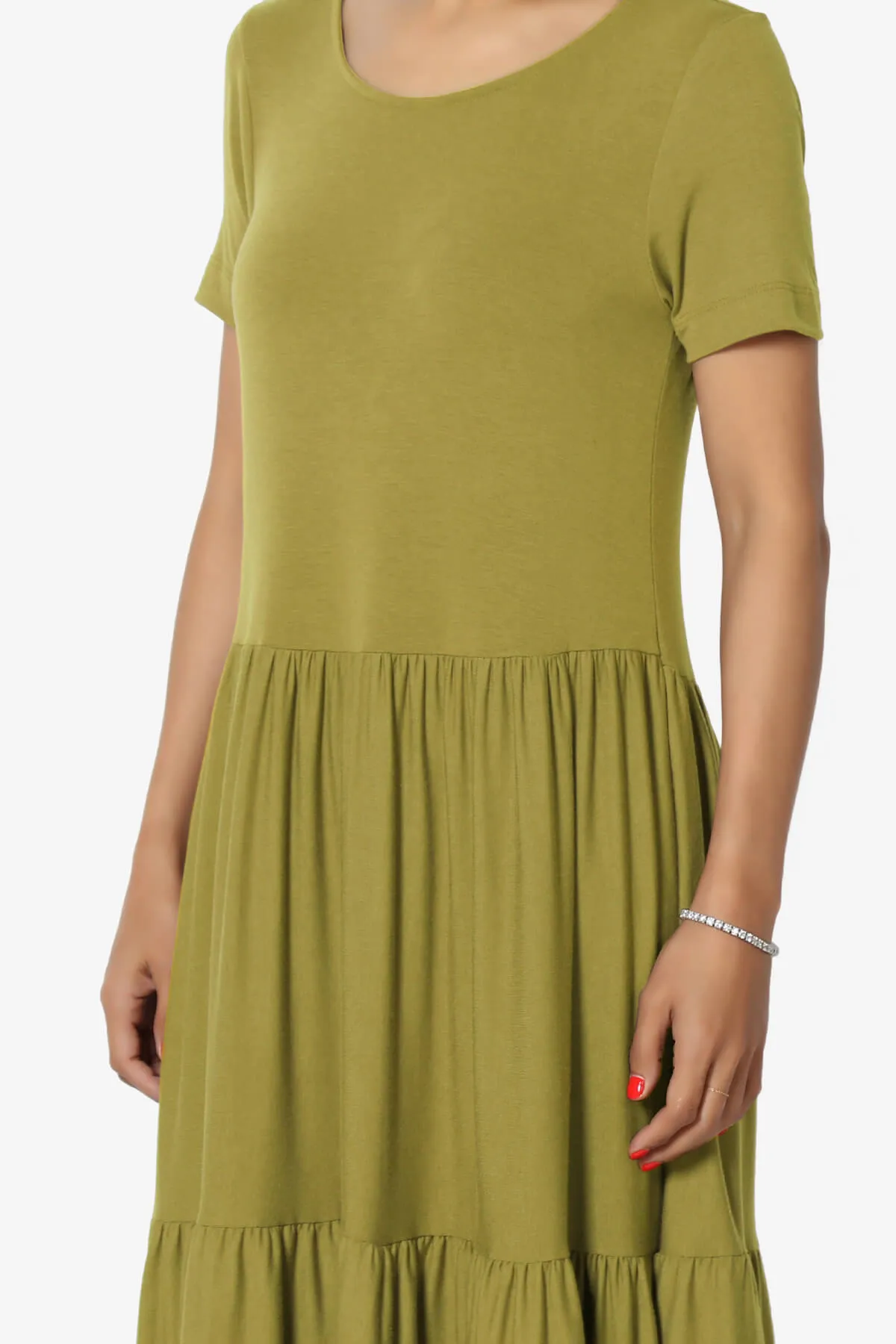 Macie Short Sleeve Tiered Jersey Long Midi Dress