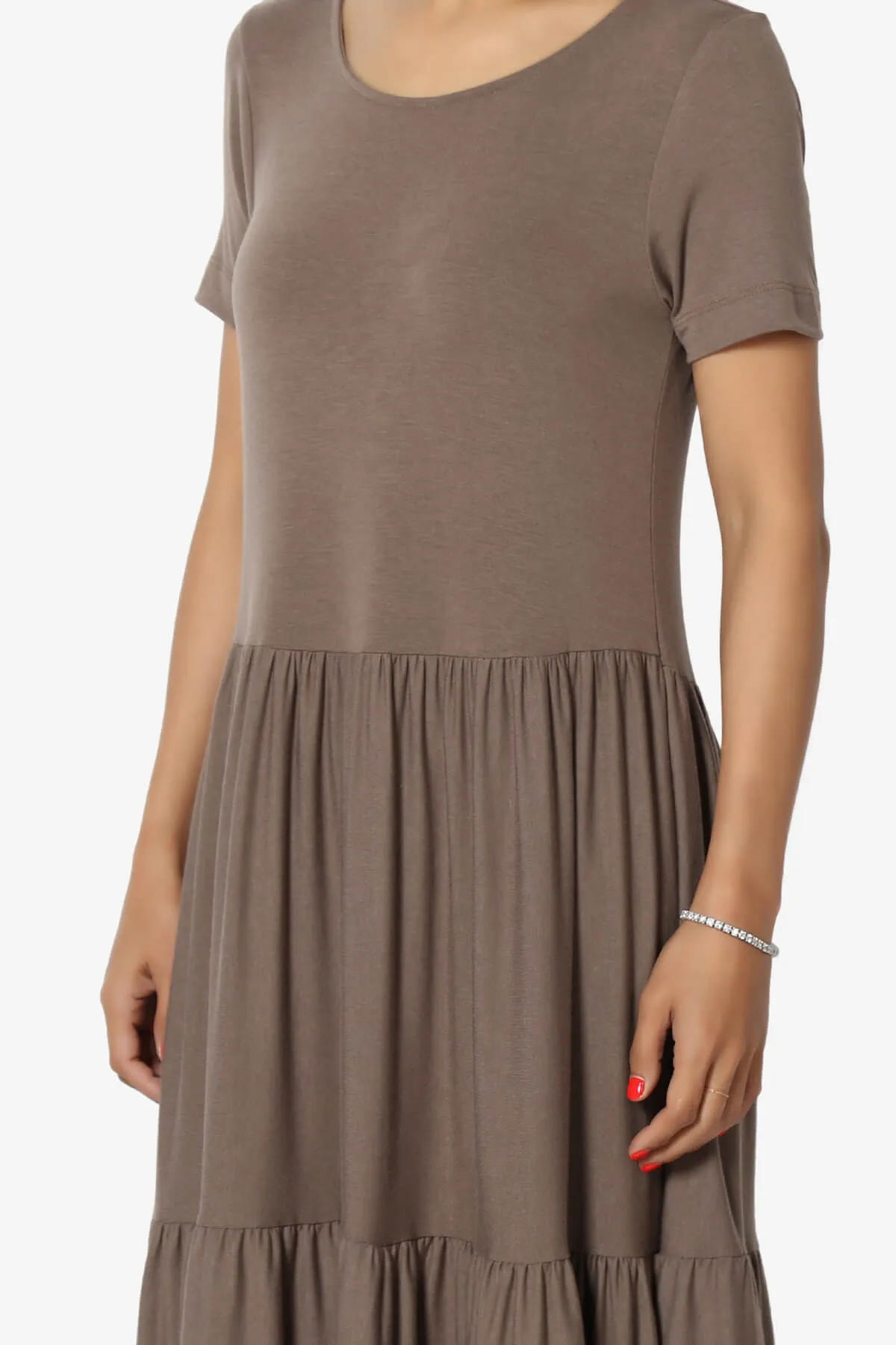 Macie Short Sleeve Tiered Jersey Long Midi Dress
