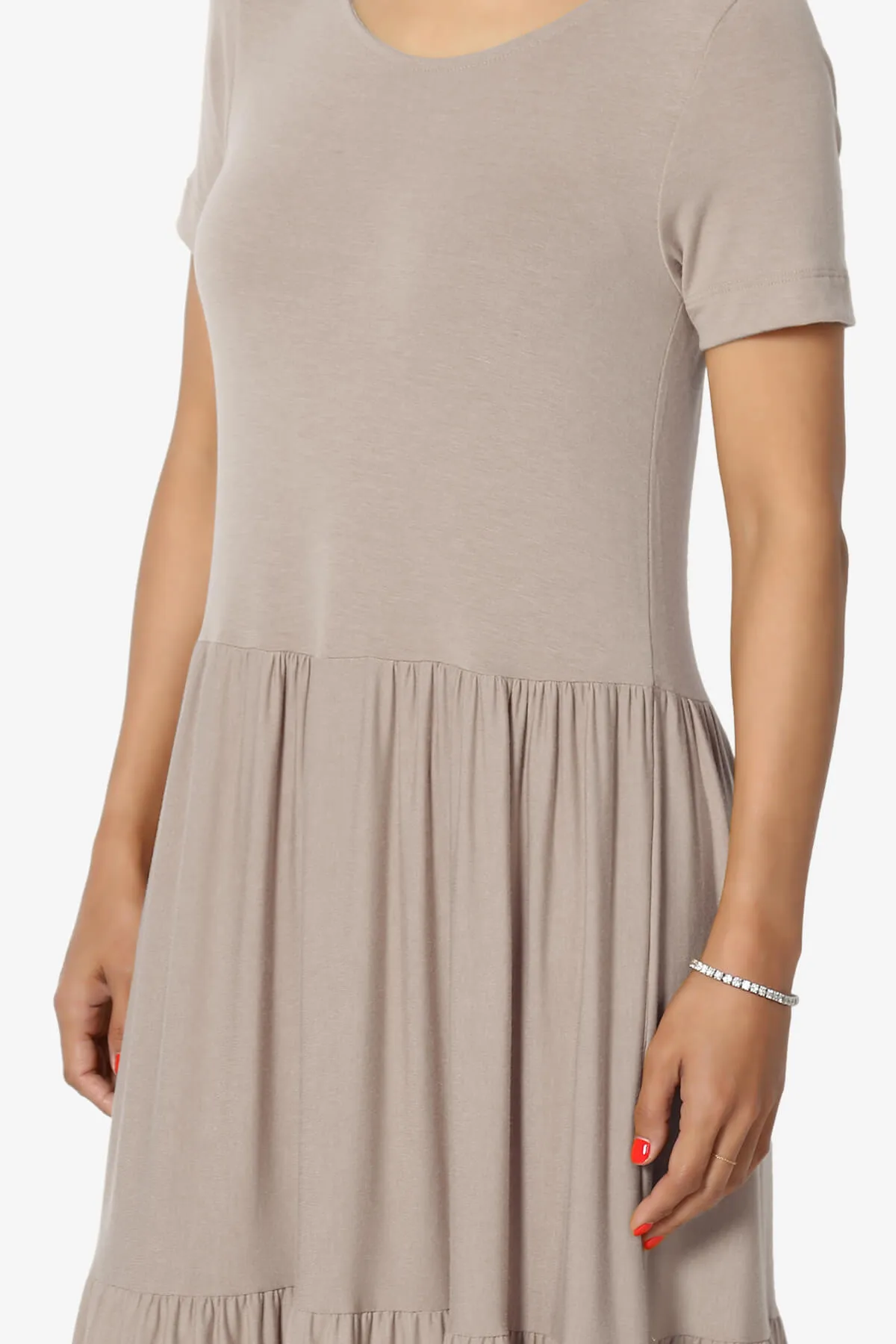 Macie Short Sleeve Tiered Jersey Long Midi Dress