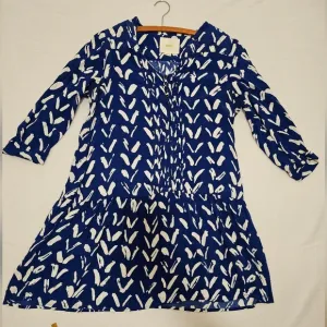 Maeve by Anthropologie Blue White Caravane Drop Waist Tunic Dress Size M