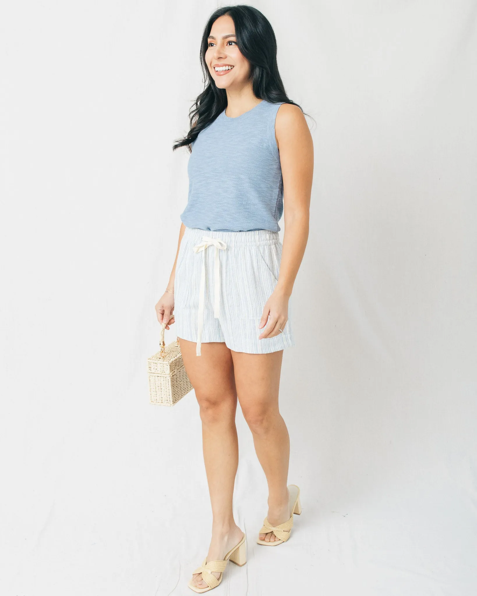 Malibu Days Textured Stripe Drawstring Shorts
