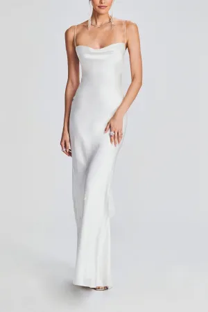 Marcia Satin Dress in White
