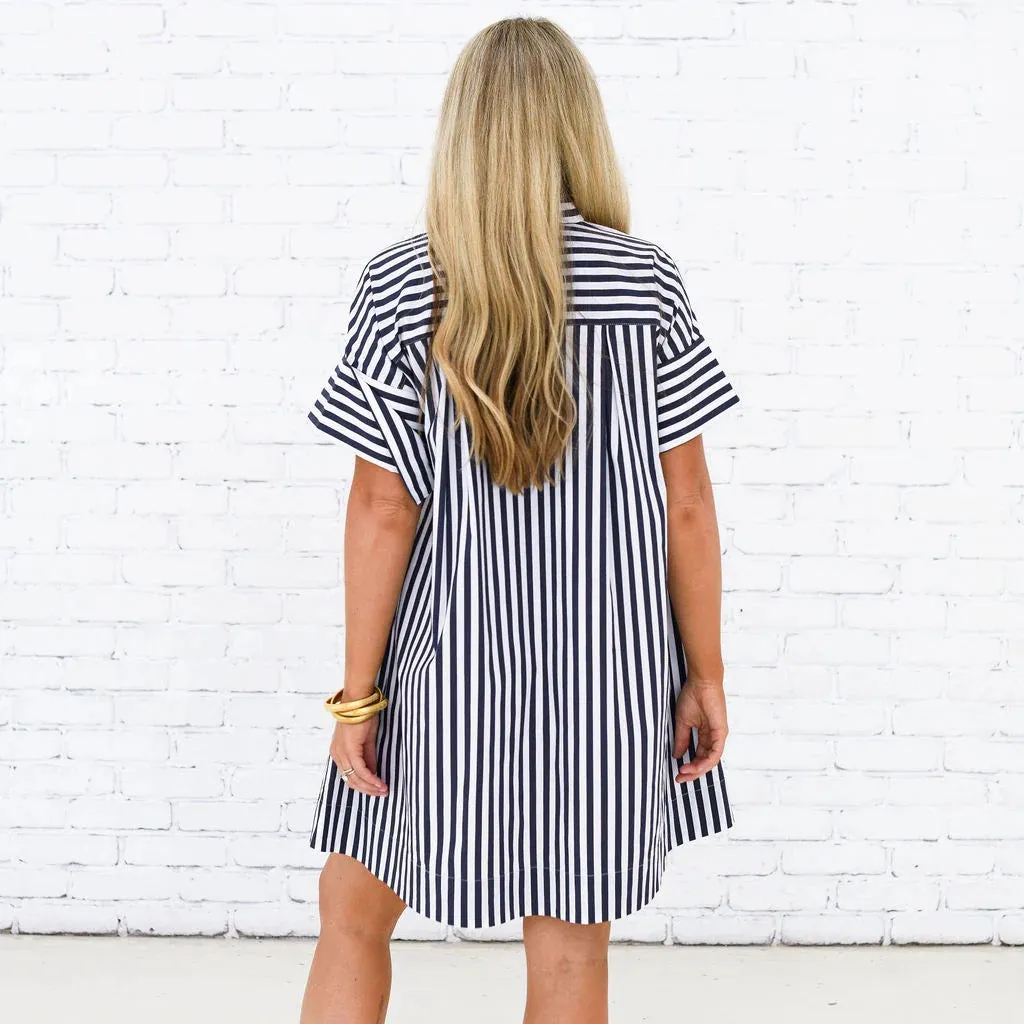 Margot Navy Stripe Dress