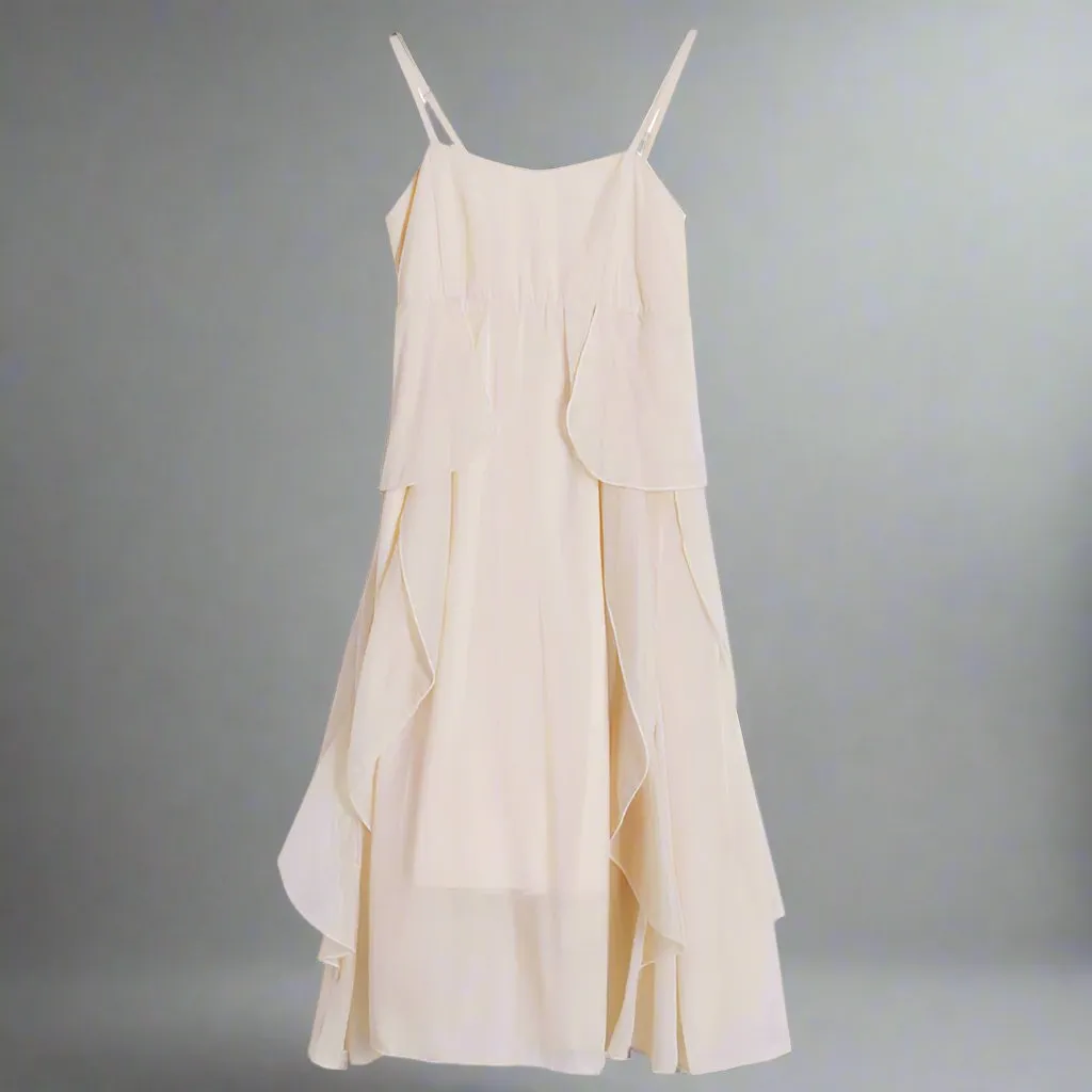 Matching Mother and Daughter Beach Dresses  Elegant Cream Chiffon Maxi Dress Set