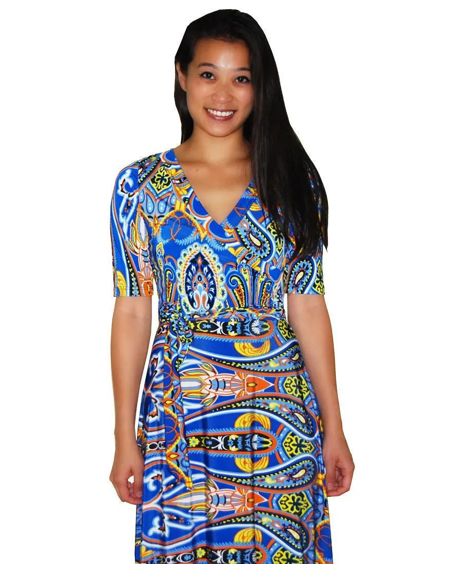 Maxi Dress with Sleeves Blue Yellow Bruin
