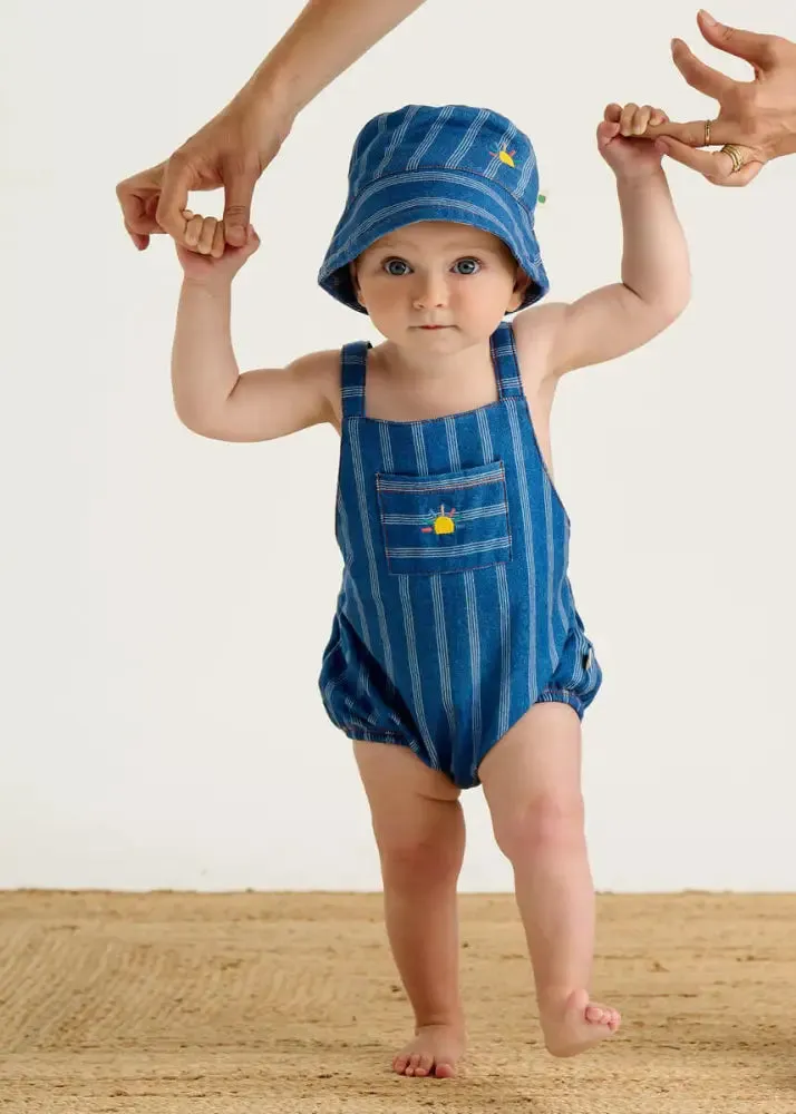 Mer - Denim Pinstripe Baby & Kids Sun Hat