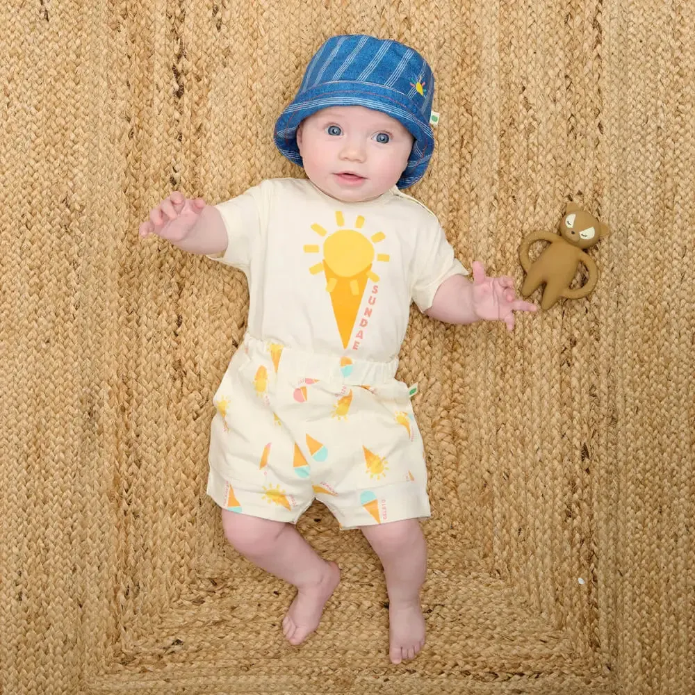 Mer - Denim Pinstripe Baby & Kids Sun Hat