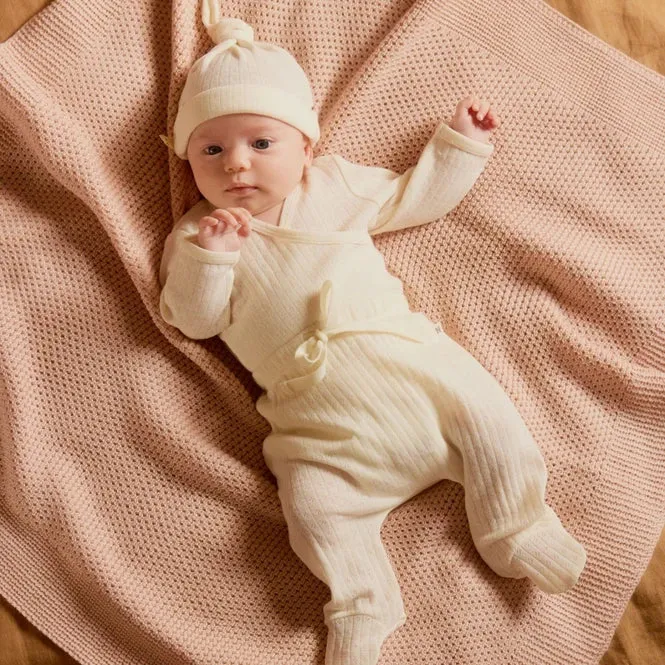 Merino Essentials Footed Rompers Pointelle