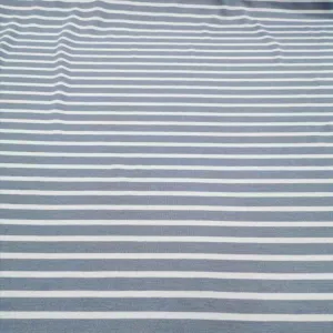 Merino Wool Jersey, Blue on Blue Stripe - 1.6m remnant