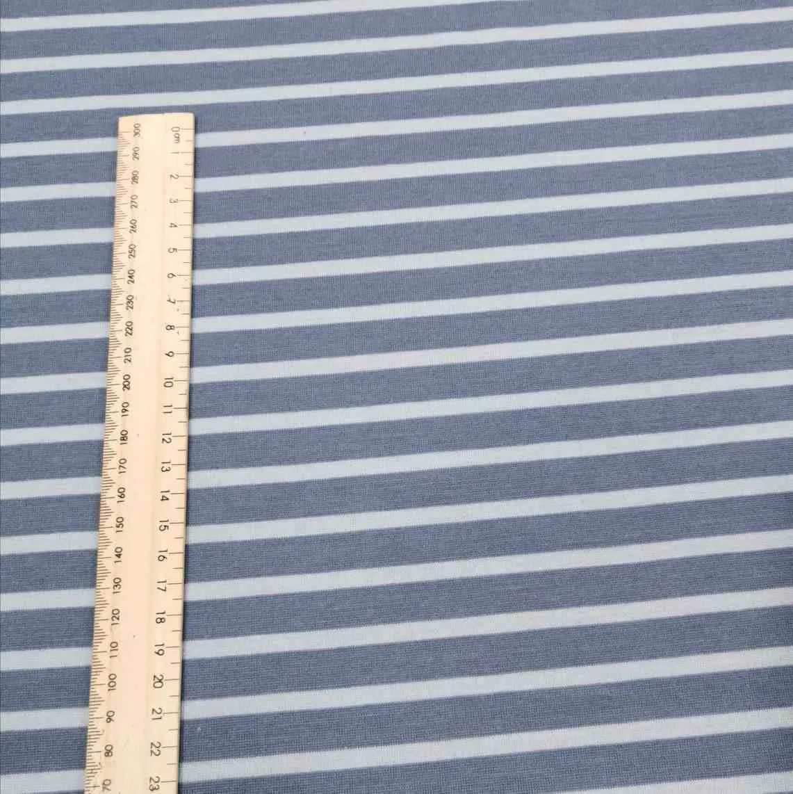 Merino Wool Jersey, Blue on Blue Stripe - 1.6m remnant