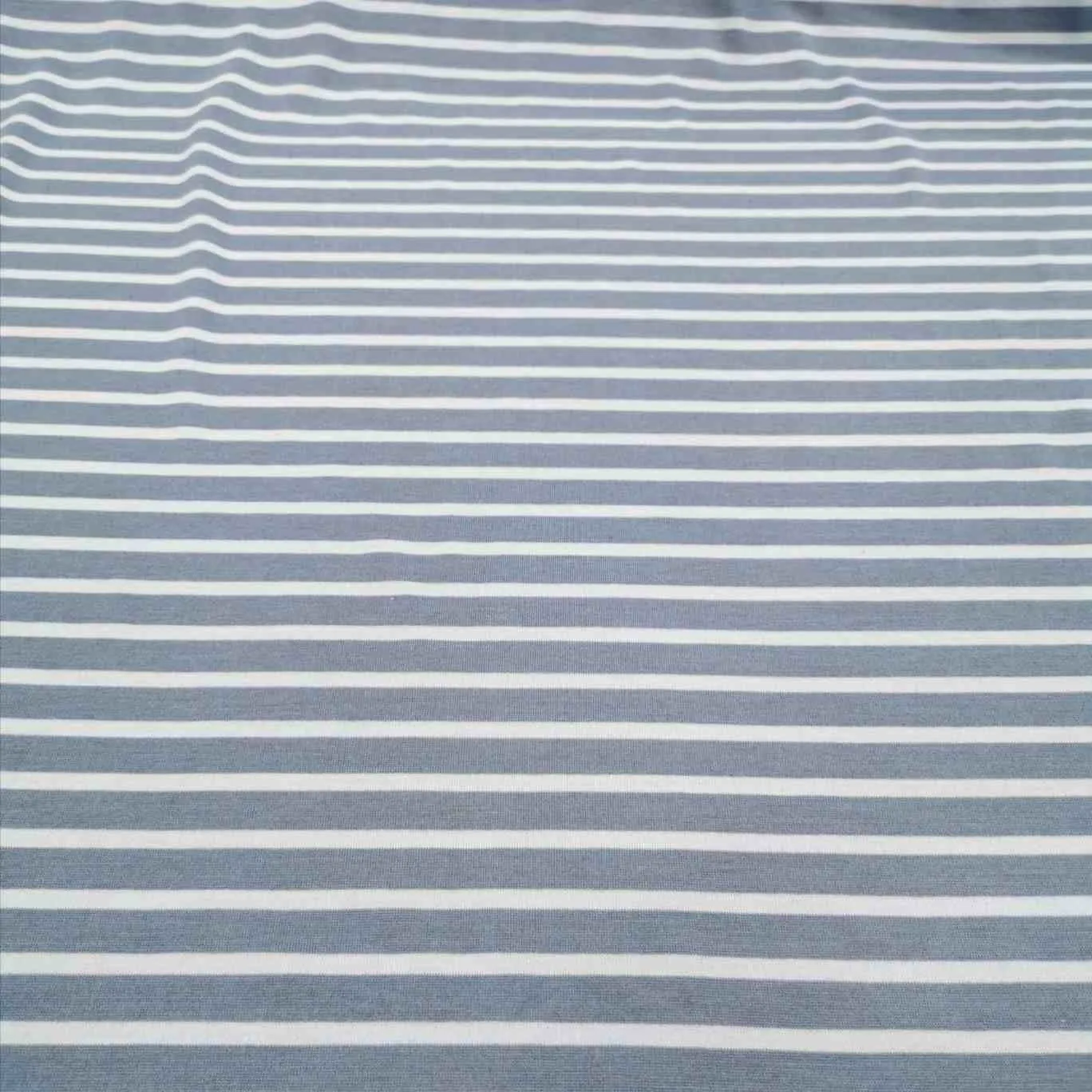 Merino Wool Jersey, Blue on Blue Stripe - 1.6m remnant