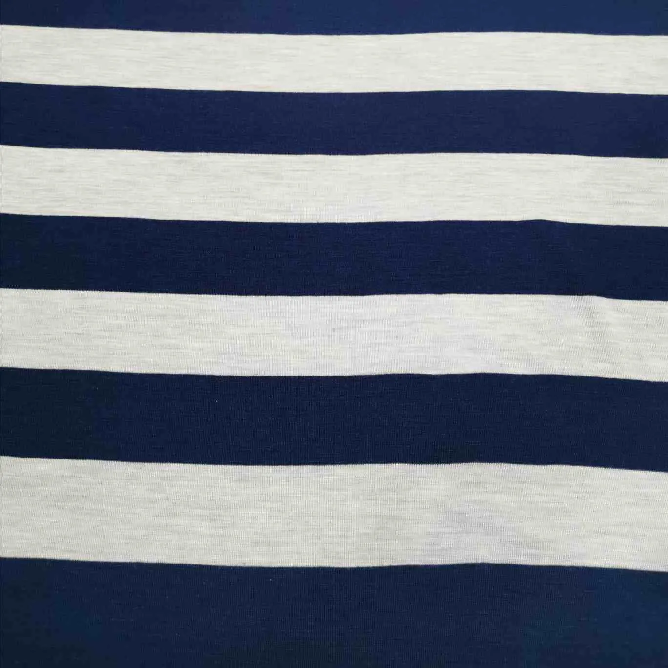 Merino Wool Jersey, Navy and Pale Grey Stripe - 1.7m remnant