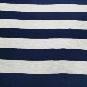 Merino Wool Jersey, Navy and Pale Grey Stripe - 1.7m remnant