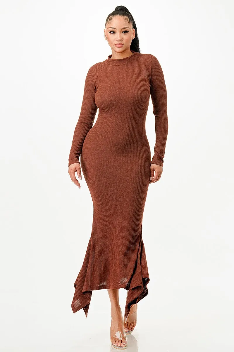 Mermaid Long Sleeve Wool Long Dress