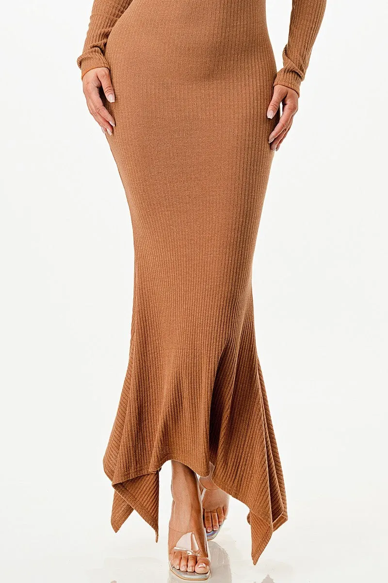 Mermaid Long Sleeve Wool Long Dress